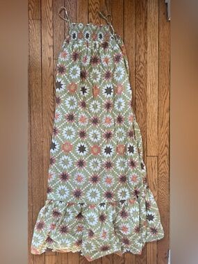 Target Universal Thread Olive Green Printed Maxi Dress - Size Small